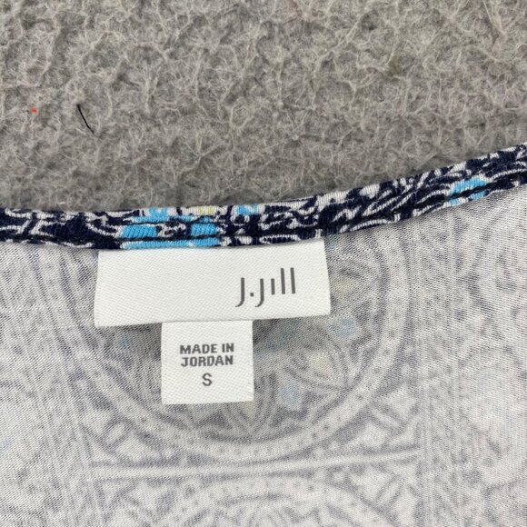 J Jill Dress Womens Small Blue Floral Shift Tee Notch Neck Sleeveless Stretch - Picture 5 of 10